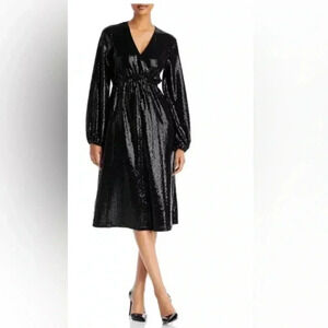 BRAND NEW TAHARI  Balloon Sleeve Sequin Fit & Flare Dress SIZE L
